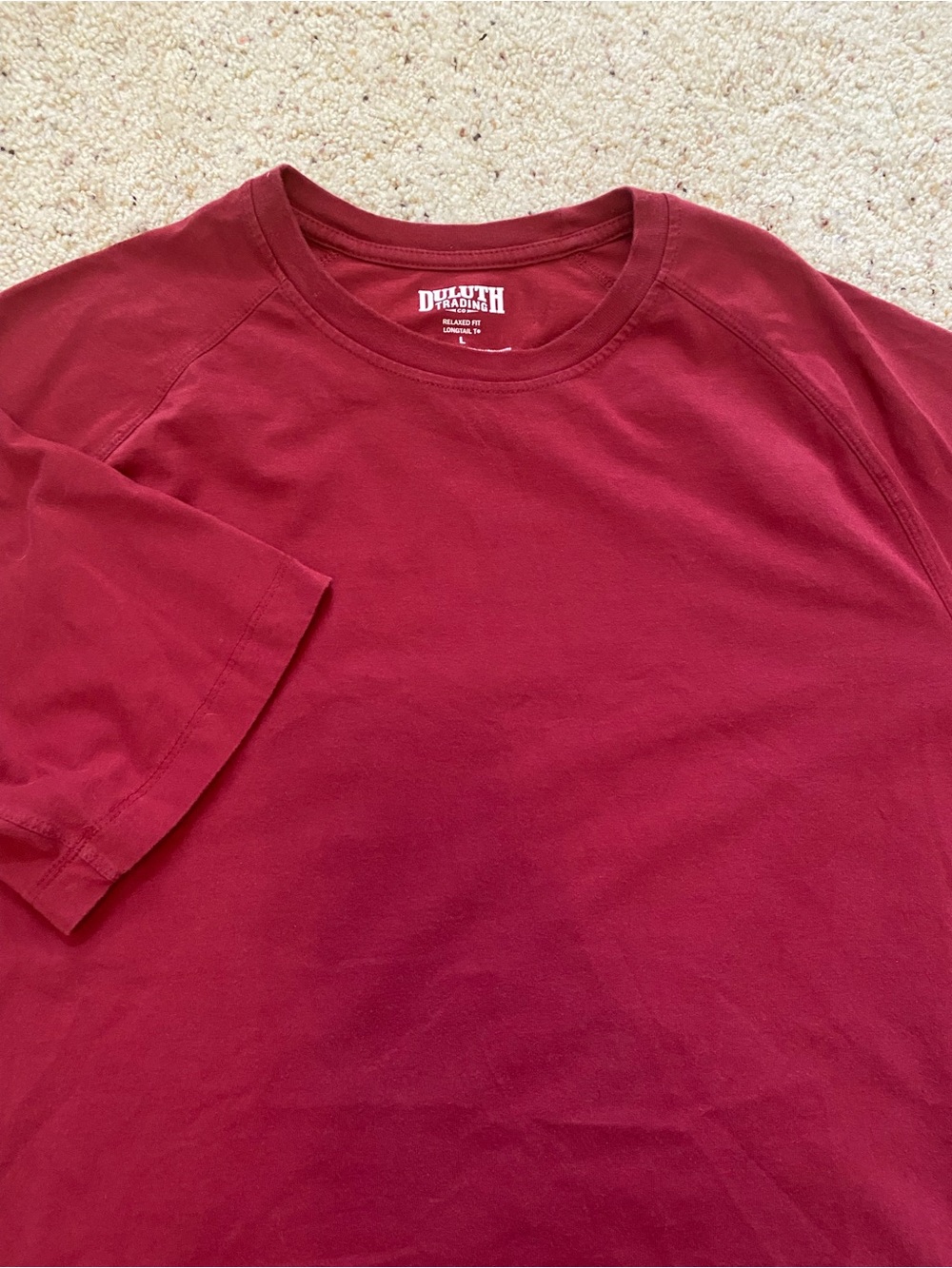 Duluth Heavy Duty Mens Large Longtail Work Red Cotton Polyester Tee Shirt